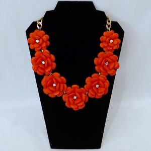 J CREW~red flower~STATEMENT NECKLACE~ORIGINAL!